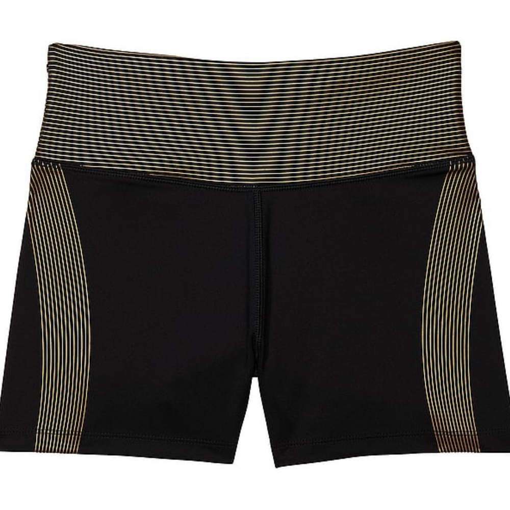 Victoria's Secret Black and Gold Athletic Shorts Performance Fit